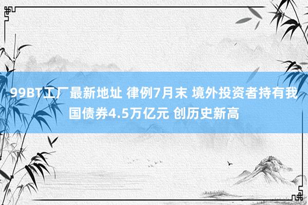 99BT工厂最新地址 律例7月末 境外投资者持有我国债券4.5万亿元 创历史新高