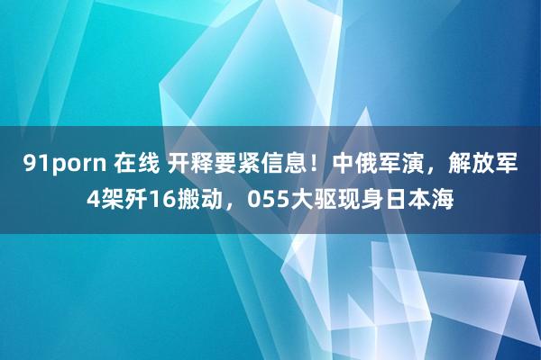 91porn 在线 开释要紧信息！中俄军演，解放军4架歼16搬动，055大驱现身日本海