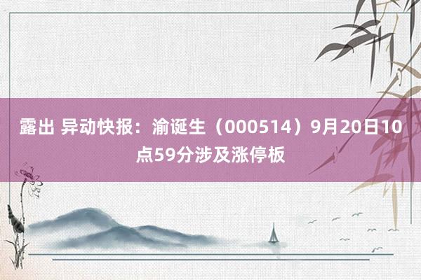 露出 异动快报：渝诞生（000514）9月20日10点59分涉及涨停板