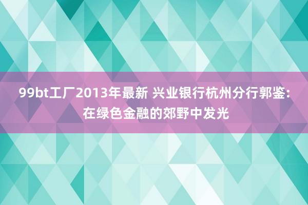 99bt工厂2013年最新 兴业银行杭州分行郭鉴: 在绿色金融的郊野中发光