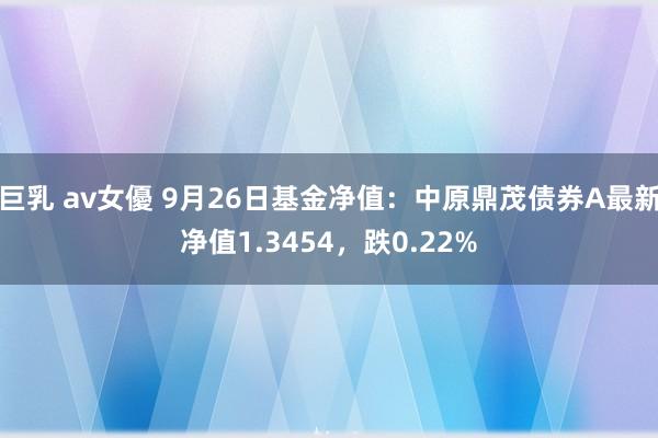 巨乳 av女優 9月26日基金净值：中原鼎茂债券A最新净值1.3454，跌0.22%