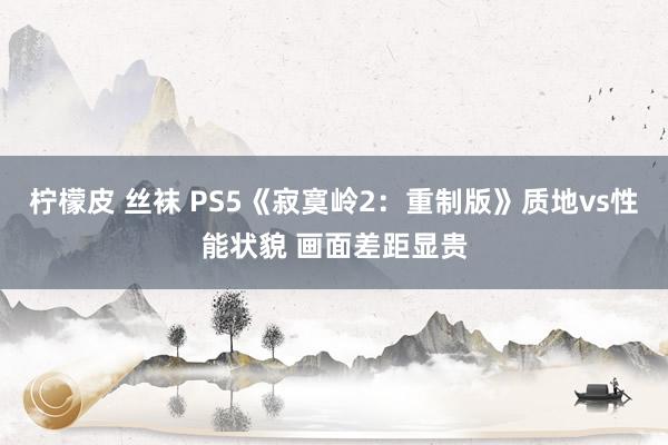 柠檬皮 丝袜 PS5《寂寞岭2：重制版》质地vs性能状貌 画面差距显贵