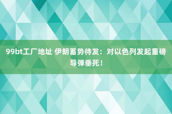 99bt工厂地址 伊朗蓄势待发：对以色列发起重磅导弹垂死！