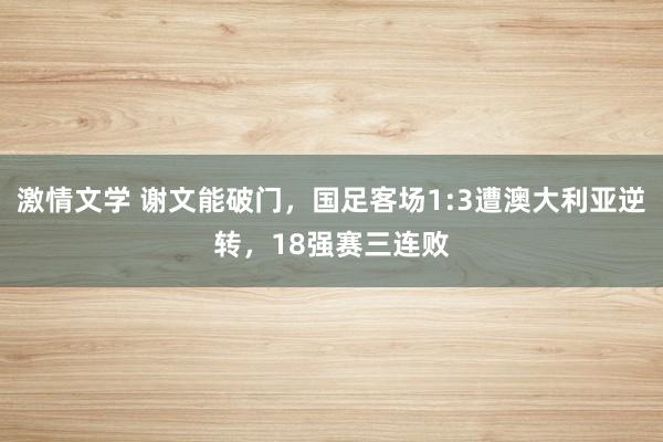 激情文学 谢文能破门，国足客场1:3遭澳大利亚逆转，18强赛三连败