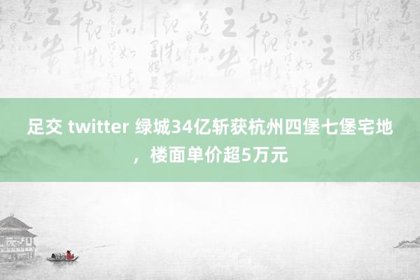 足交 twitter 绿城34亿斩获杭州四堡七堡宅地，楼面单价超5万元