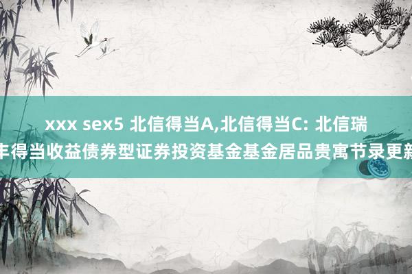 xxx sex5 北信得当A，北信得当C: 北信瑞丰得当收益债券型证券投资基金基金居品贵寓节录更新