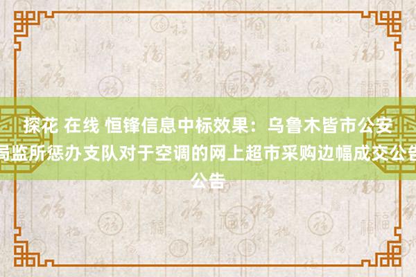 探花 在线 恒锋信息中标效果：乌鲁木皆市公安局监所惩办支队对于空调的网上超市采购边幅成交公告