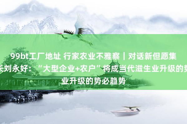 99bt工厂地址 行家农业不雅察｜对话新但愿集团董事长刘永好：“大型企业+农户”将成当代滋生业升级的势必趋势