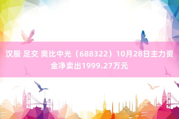 汉服 足交 奥比中光（688322）10月28日主力资金净卖出1999.27万元