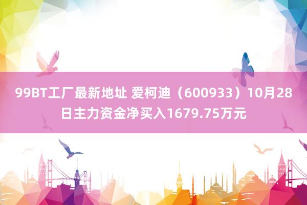 99BT工厂最新地址 爱柯迪（600933）10月28日主力资金净买入1679.75万元