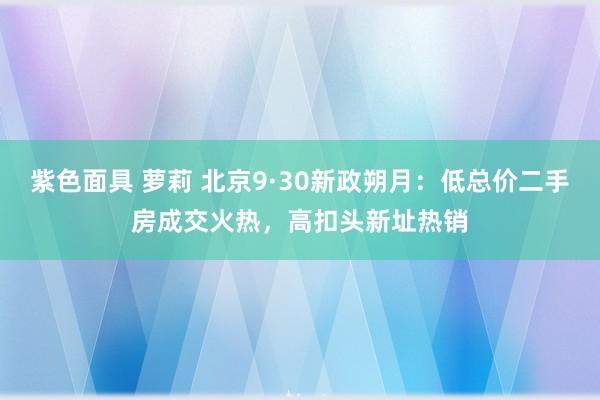 紫色面具 萝莉 北京9·30新政朔月：低总价二手房成交火热，高扣头新址热销