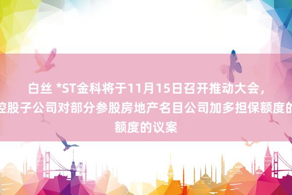 白丝 *ST金科将于11月15日召开推动大会，审议控股子公司对部分参股房地产名目公司加多担保额度的议案