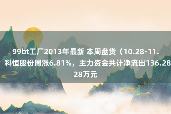 99bt工厂2013年最新 本周盘货（10.28-11.1）：科恒股份周涨6.81%，主力资金共计净流出136.28万元