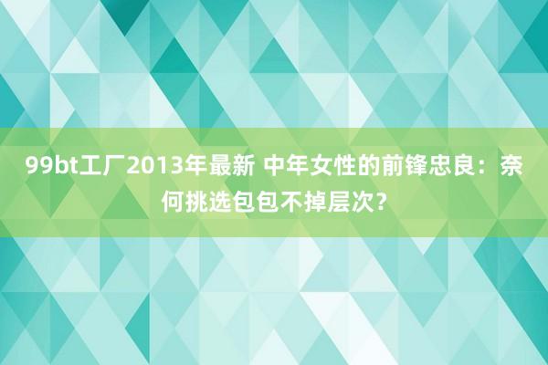 99bt工厂2013年最新 中年女性的前锋忠良：奈何挑选包包不掉层次？