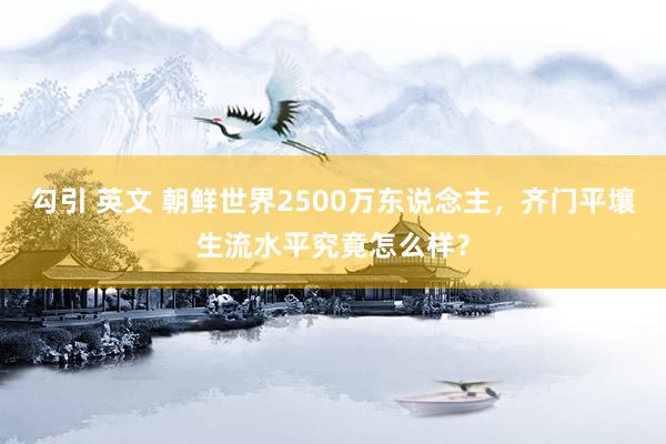 勾引 英文 朝鲜世界2500万东说念主，齐门平壤生流水平究竟怎么样？