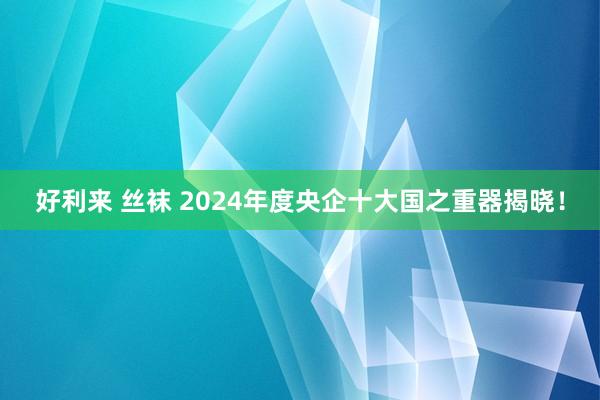 好利来 丝袜 2024年度央企十大国之重器揭晓！