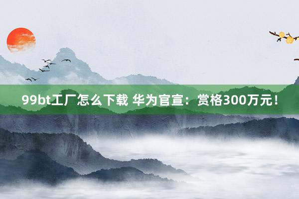 99bt工厂怎么下载 华为官宣：赏格300万元！