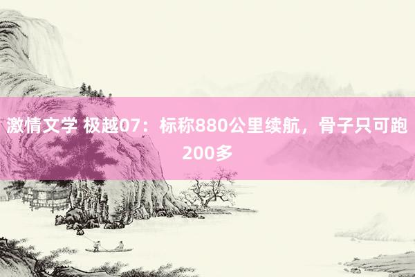 激情文学 极越07：标称880公里续航，骨子只可跑200多