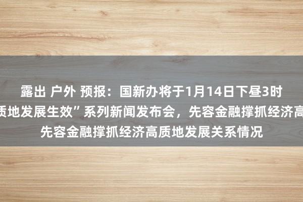 露出 户外 预报：国新办将于1月14日下昼3时举行“中国经济高质地发展生效”系列新闻发布会，先容金融撑抓经济高质地发展关系情况