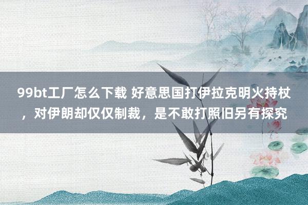 99bt工厂怎么下载 好意思国打伊拉克明火持杖，对伊朗却仅仅制裁，是不敢打照旧另有探究