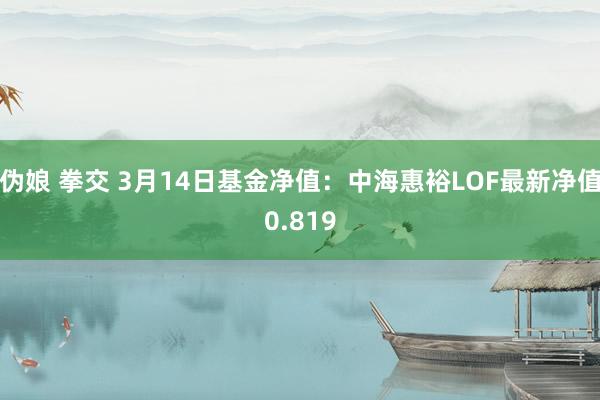 伪娘 拳交 3月14日基金净值：中海惠裕LOF最新净值0.819